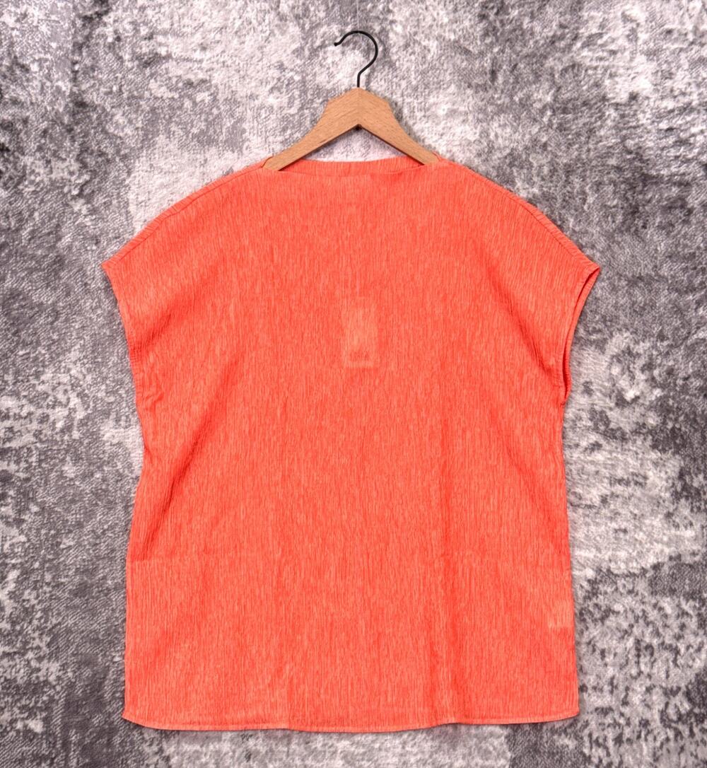 New COS Top XS Womens Peach Pink Plisse Pleat Blouse